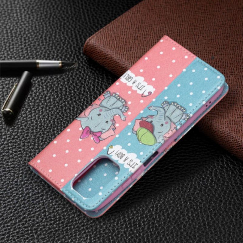 Puhelinkuoret Xiaomi Redmi Note 10 / 10S Kotelot Flip Baby Elephants