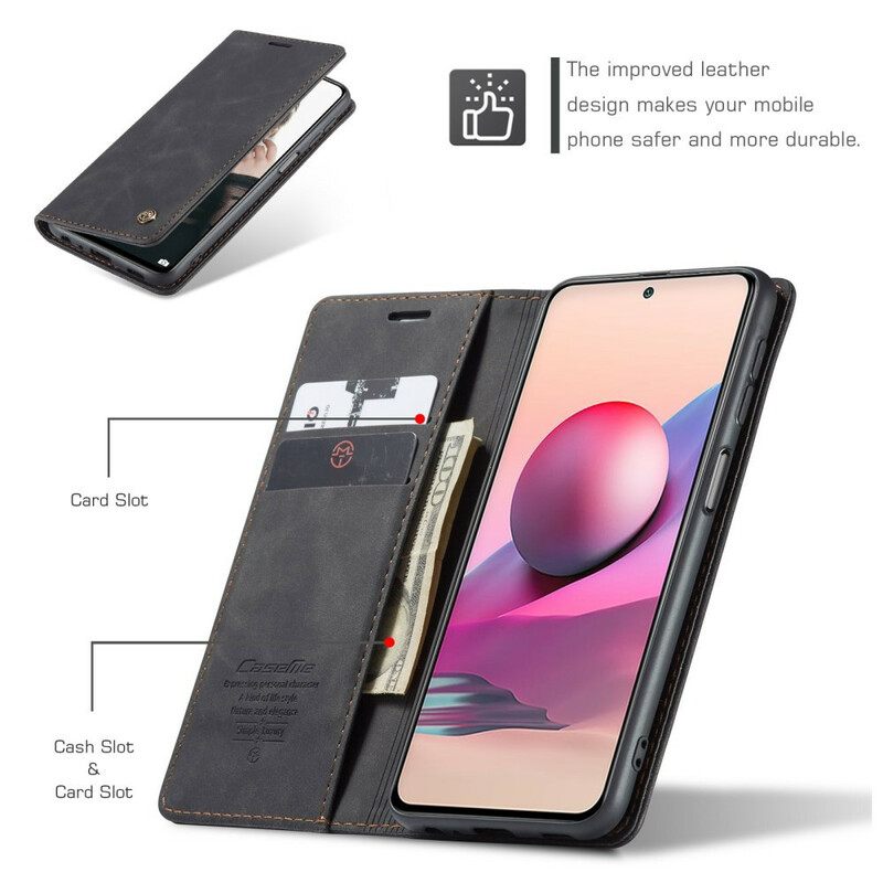 Puhelinkuoret Xiaomi Redmi Note 10 / 10S Kotelot Flip Caseme Nahkaefekti