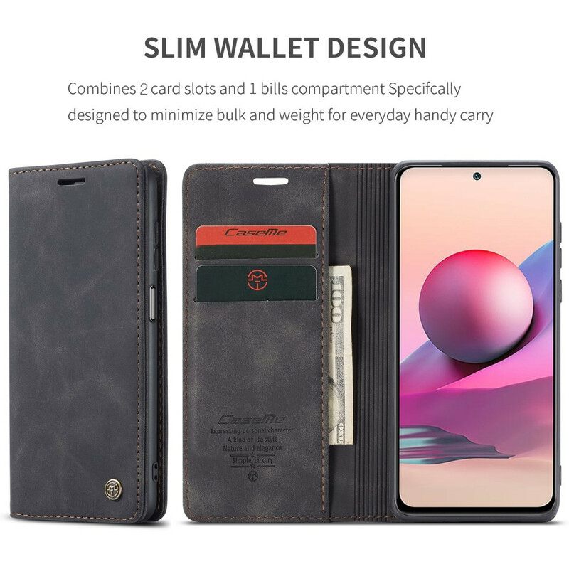 Puhelinkuoret Xiaomi Redmi Note 10 / 10S Kotelot Flip Caseme Nahkaefekti