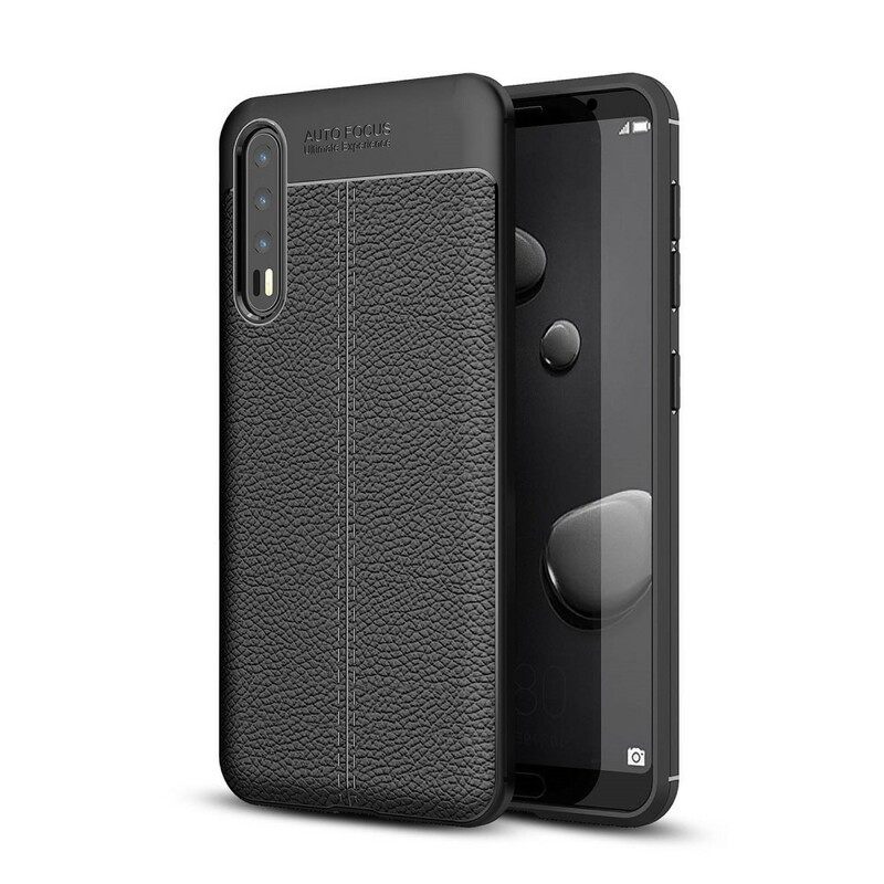 Case Huawei P20 Pro Nahkaefekti Litsi Kaksinkertainen Linja