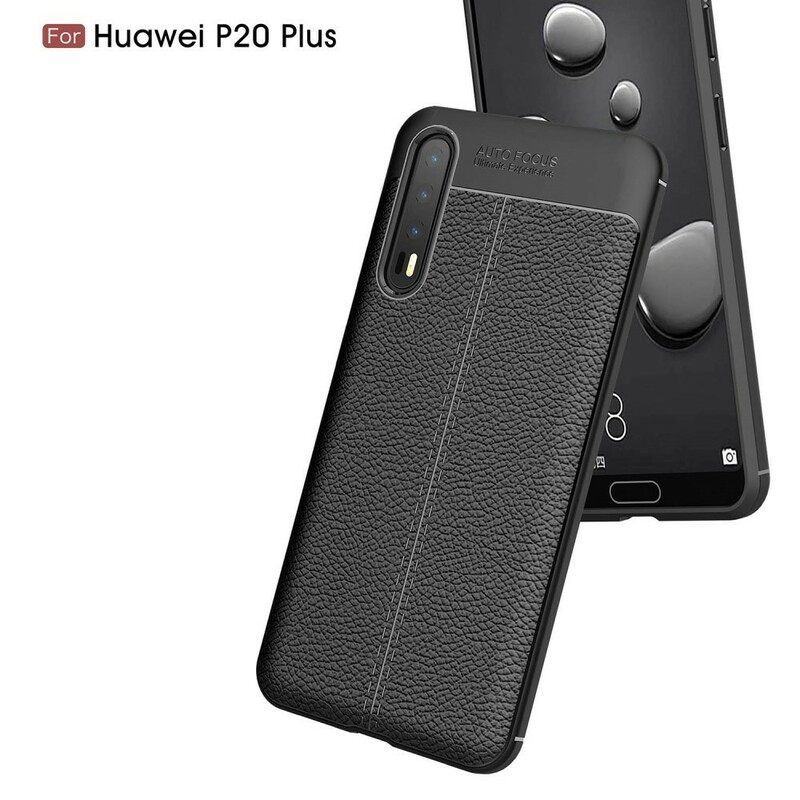 Case Huawei P20 Pro Nahkaefekti Litsi Kaksinkertainen Linja