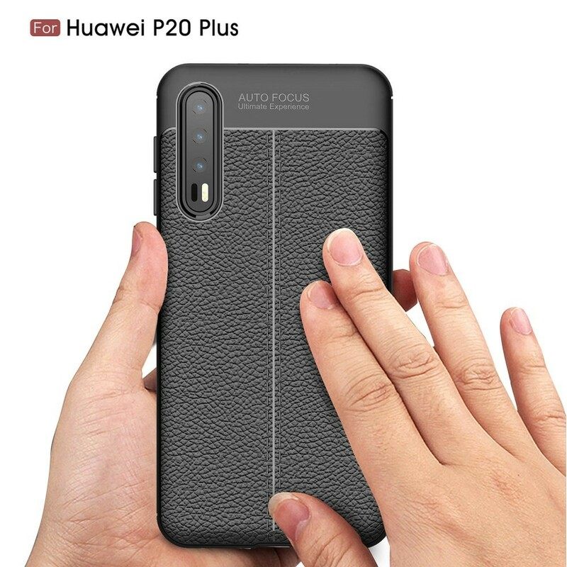 Case Huawei P20 Pro Nahkaefekti Litsi Kaksinkertainen Linja