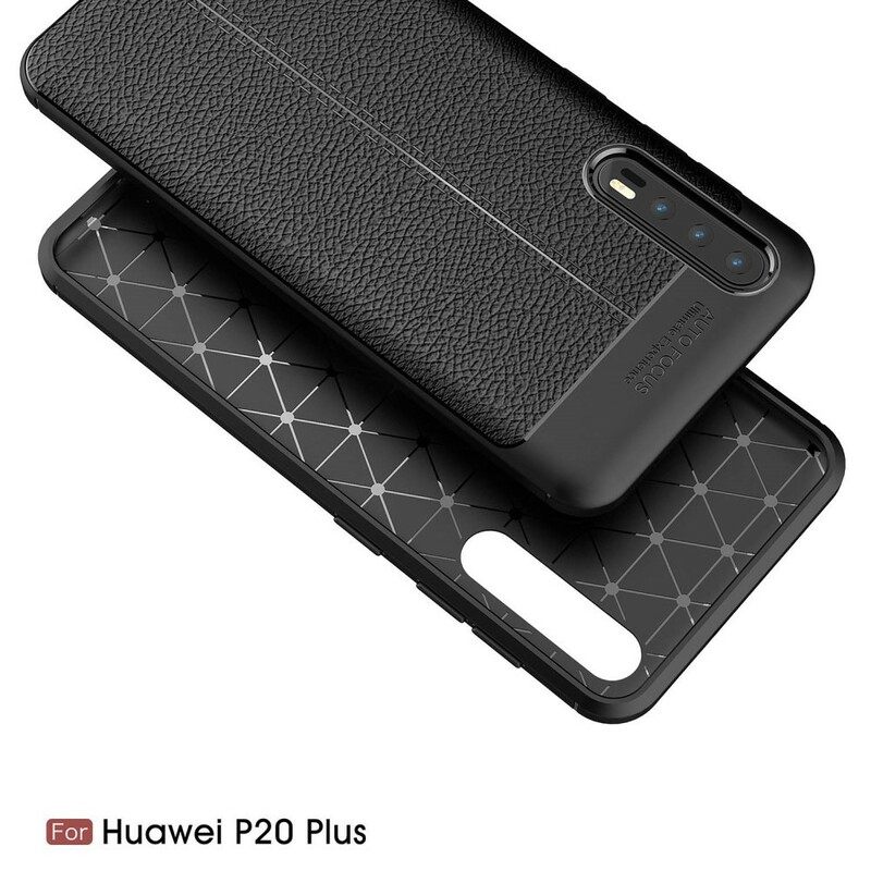 Case Huawei P20 Pro Nahkaefekti Litsi Kaksinkertainen Linja