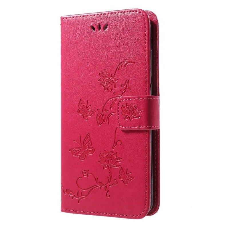 Kotelot Huawei P20 Pro Suojaketju Kuori Butterflies And Flowers Strap