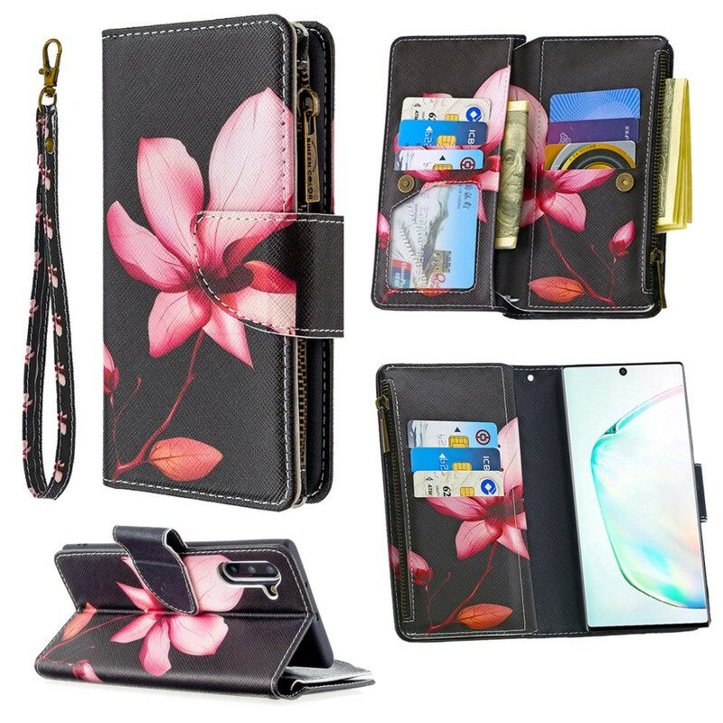 Flip Case Samsung Galaxy Note 10 Flower Vetoketjullinen Tasku