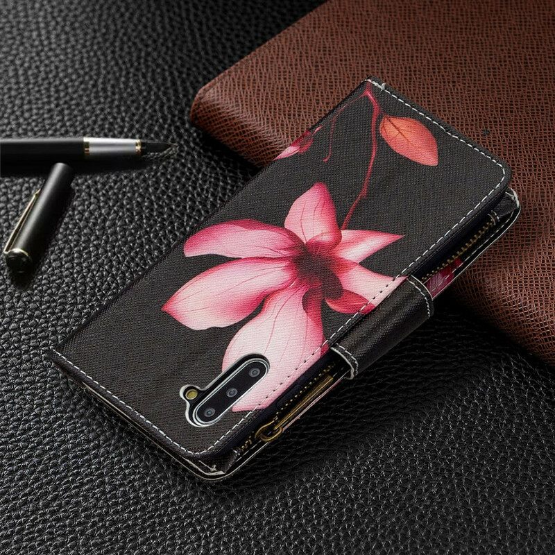 Flip Case Samsung Galaxy Note 10 Flower Vetoketjullinen Tasku