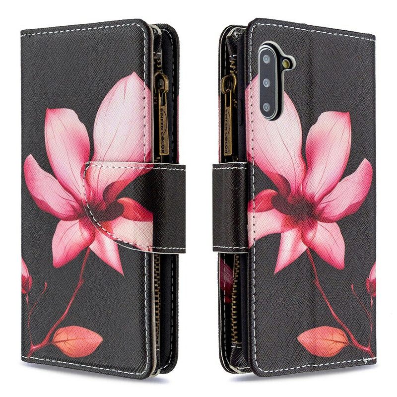 Flip Case Samsung Galaxy Note 10 Flower Vetoketjullinen Tasku