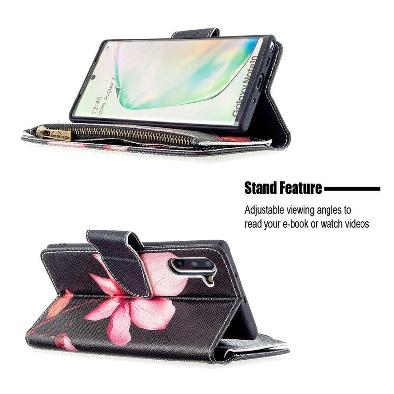 Flip Case Samsung Galaxy Note 10 Flower Vetoketjullinen Tasku