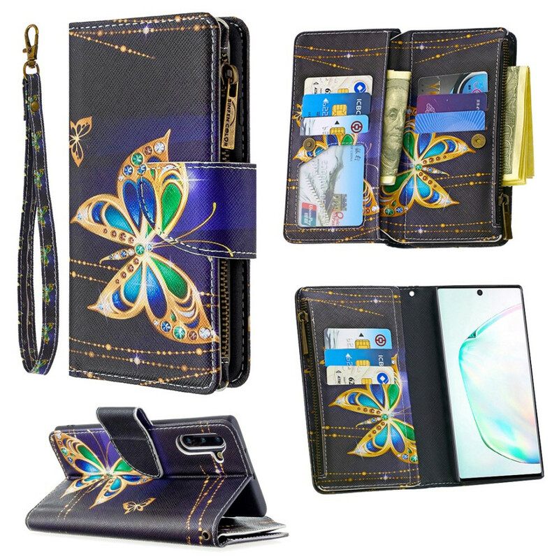 Kotelot Samsung Galaxy Note 10 Butterflies Vetoketjullinen Tasku