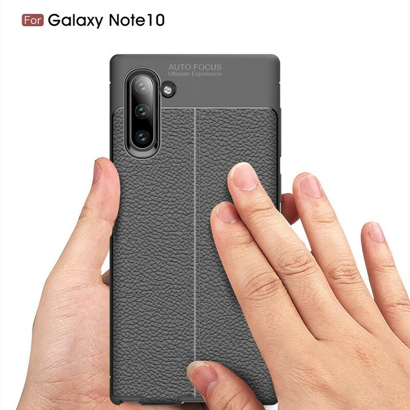 Kuori Samsung Galaxy Note 10 Double Line Litchi Leather Effect