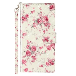 Nahkakotelo Samsung Galaxy Note 10 Suojaketju Kuori Strap Light Spot Flowers