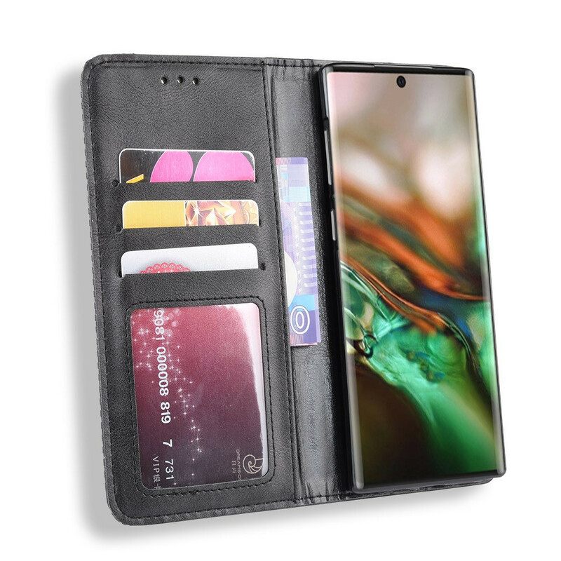 Puhelinkuoret Samsung Galaxy Note 10 Kotelot Flip Tyylitelty Vintage-nahkaefekti