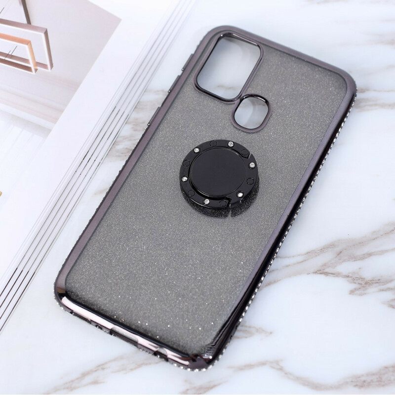 Case Samsung Galaxy M31 Paljetteja Ja Timantteja Sormustuki