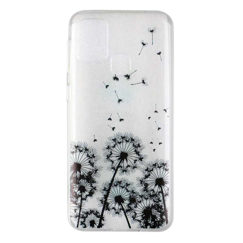 Case Samsung Galaxy M31 Transparent Black Dandelions