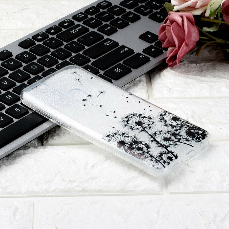 Case Samsung Galaxy M31 Transparent Black Dandelions