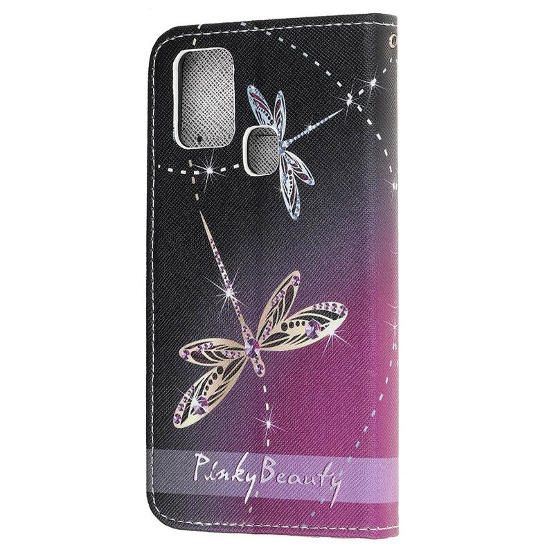 Kotelot Samsung Galaxy M31 Suojaketju Kuori Strappy Dragonflies