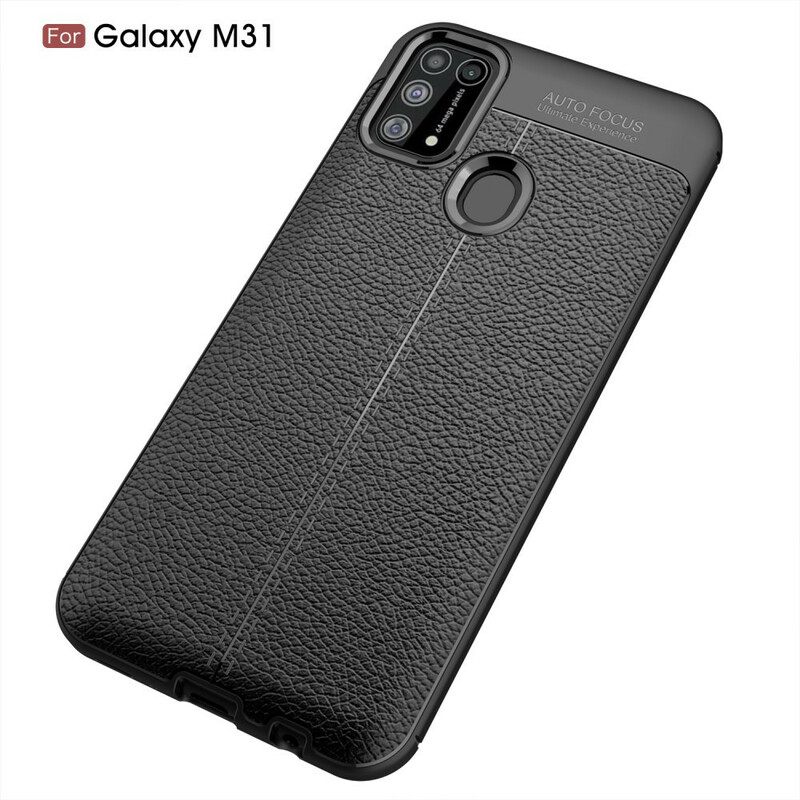 Kuori Samsung Galaxy M31 Double Line Litchi Leather Effect