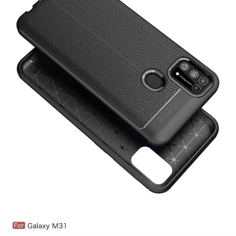 Kuori Samsung Galaxy M31 Double Line Litchi Leather Effect