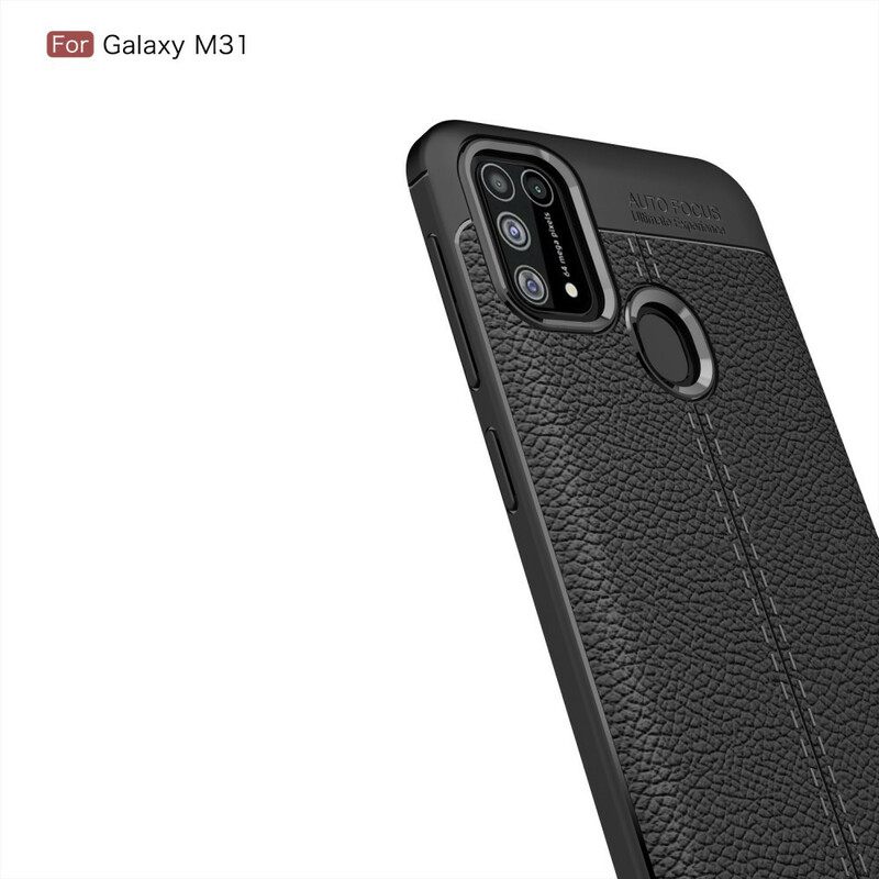 Kuori Samsung Galaxy M31 Double Line Litchi Leather Effect