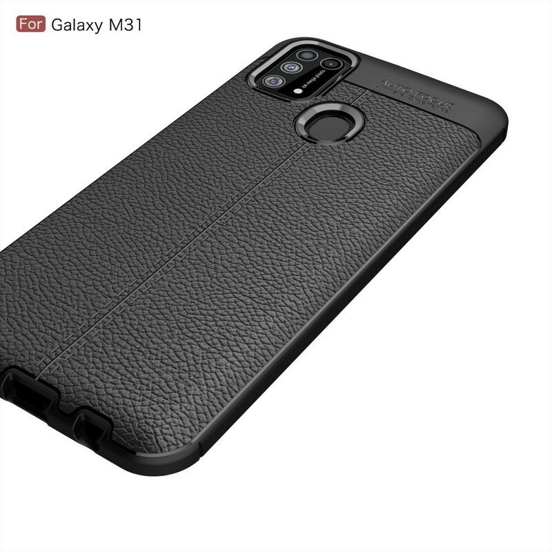 Kuori Samsung Galaxy M31 Double Line Litchi Leather Effect