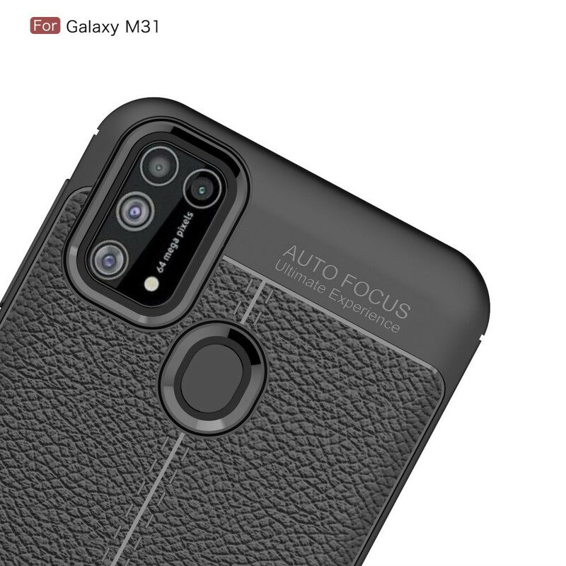 Kuori Samsung Galaxy M31 Double Line Litchi Leather Effect