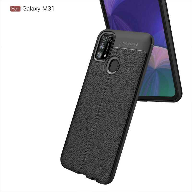 Kuori Samsung Galaxy M31 Double Line Litchi Leather Effect