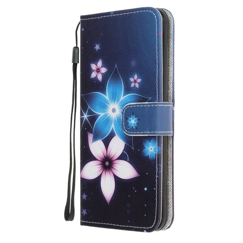 Nahkakotelo Samsung Galaxy M31 Suojaketju Kuori Lunar Strap Flowers