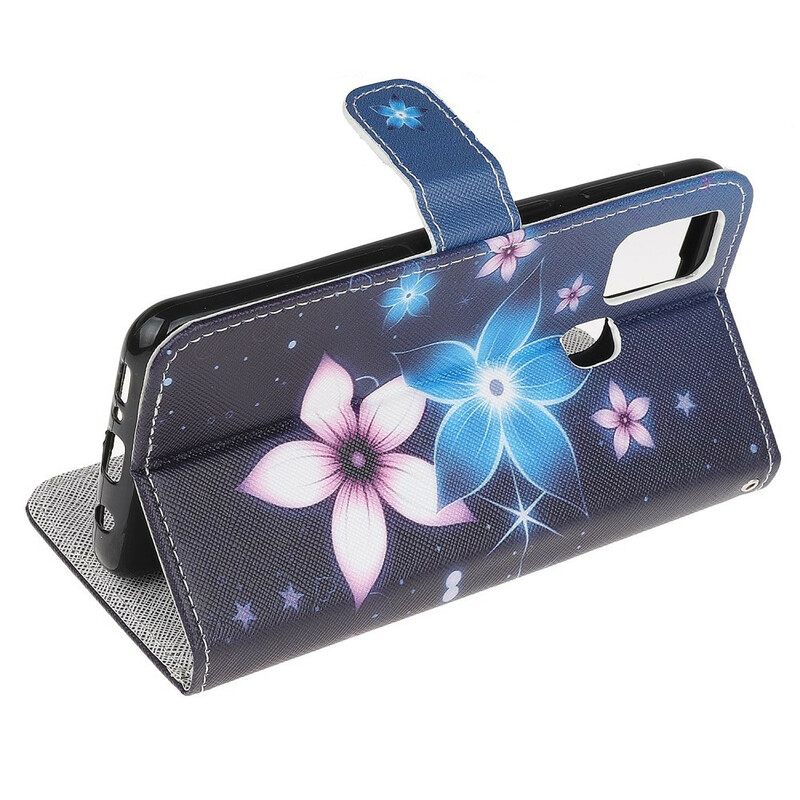 Nahkakotelo Samsung Galaxy M31 Suojaketju Kuori Lunar Strap Flowers