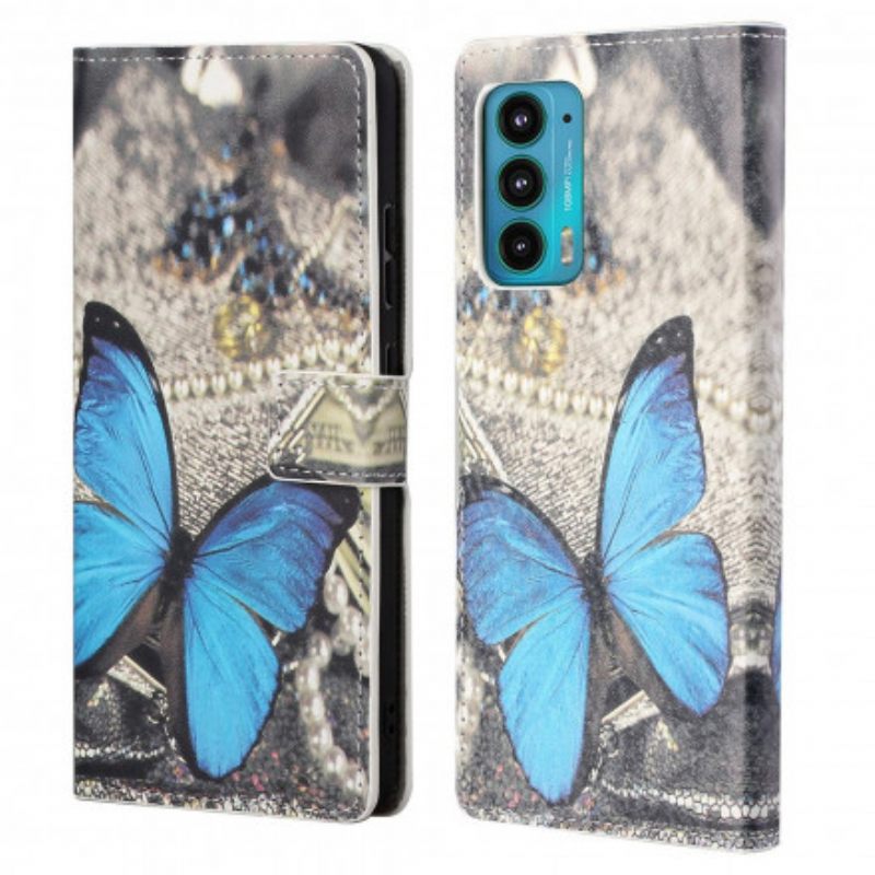 Kotelot Motorola Edge 20 Blue Butterfly