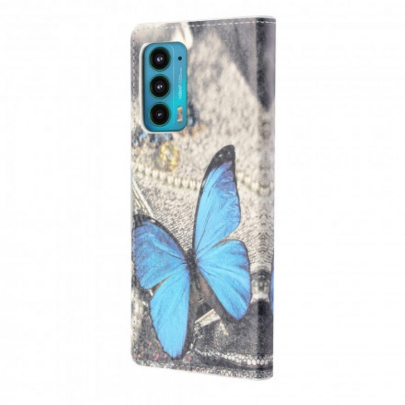 Kotelot Motorola Edge 20 Blue Butterfly