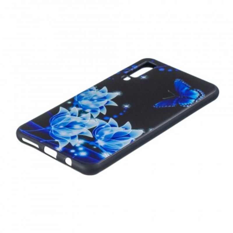 Kuori Samsung Galaxy A7 Butterfly Ja Blue Flowers