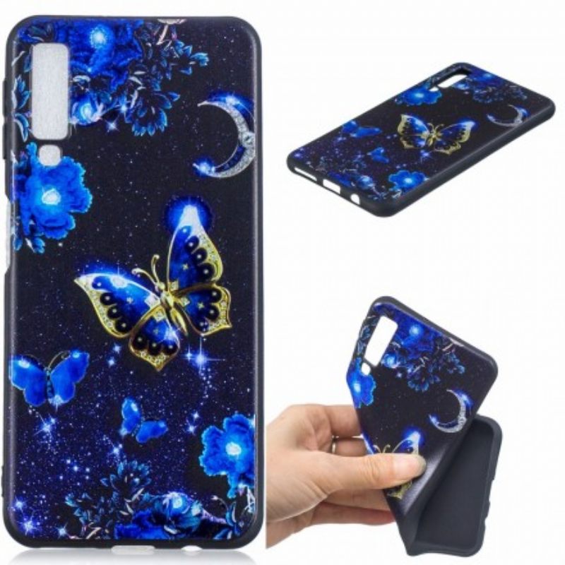 Kuori Samsung Galaxy A7 Golden Butterfly