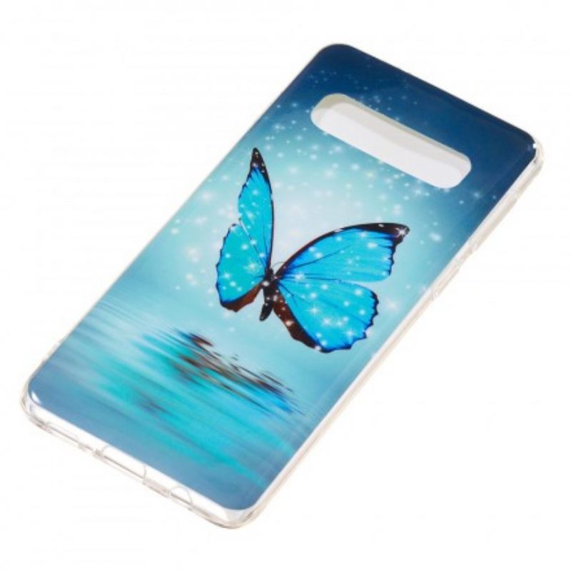 Case Samsung Galaxy S10 Fluoresoiva Sininen Perhonen