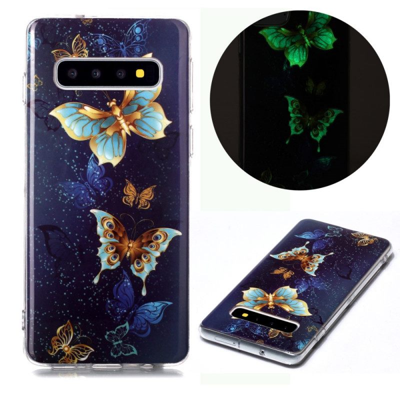 Case Samsung Galaxy S10 Fluoresoivat Perhoset