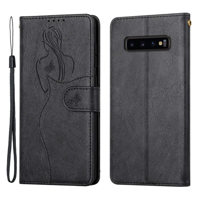 Flip Case Samsung Galaxy S10 Faux Leather Silhouette