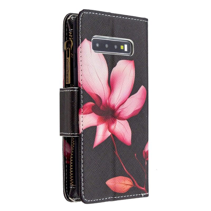 Kotelot Samsung Galaxy S10 Flower Vetoketjullinen Tasku