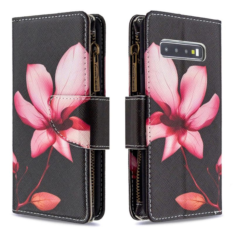 Kotelot Samsung Galaxy S10 Flower Vetoketjullinen Tasku