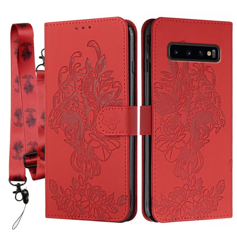 Kotelot Samsung Galaxy S10 Suojaketju Kuori Tiger Baroque Strap