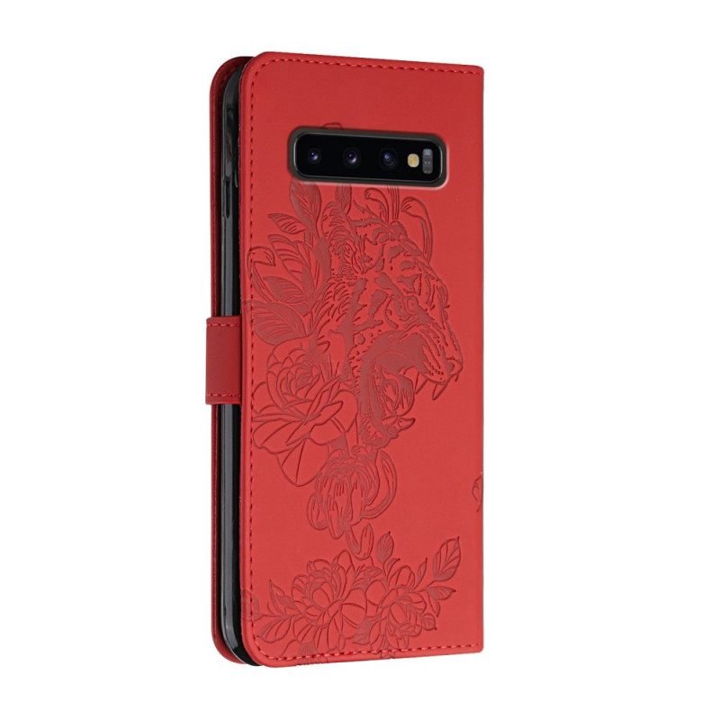 Kotelot Samsung Galaxy S10 Suojaketju Kuori Tiger Baroque Strap