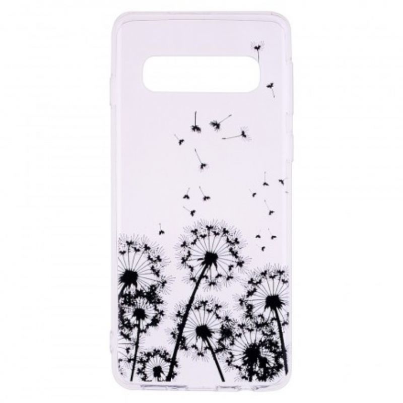 Kuori Samsung Galaxy S10 Transparent Black Dandelions