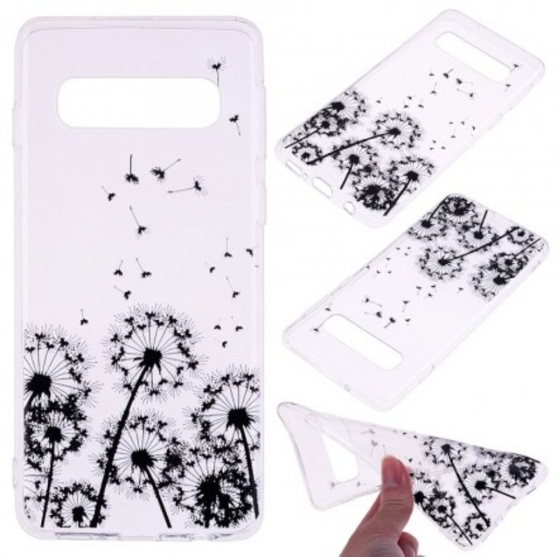 Kuori Samsung Galaxy S10 Transparent Black Dandelions