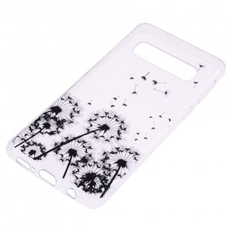 Kuori Samsung Galaxy S10 Transparent Black Dandelions