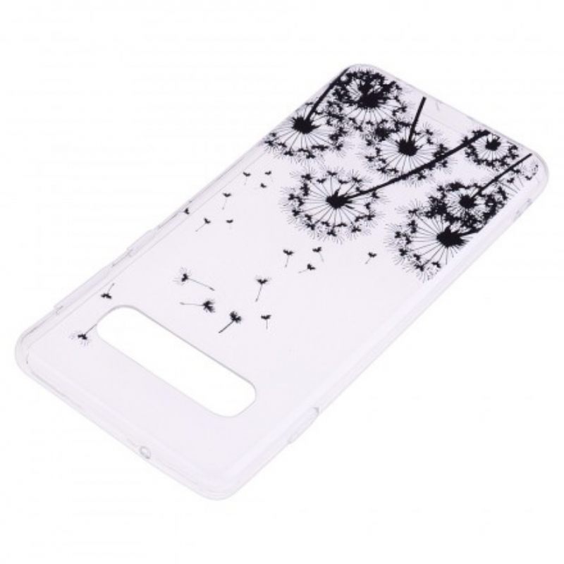 Kuori Samsung Galaxy S10 Transparent Black Dandelions