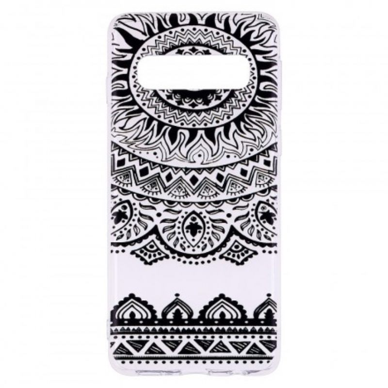 Kuori Samsung Galaxy S10 Transparent Flowers Mandala