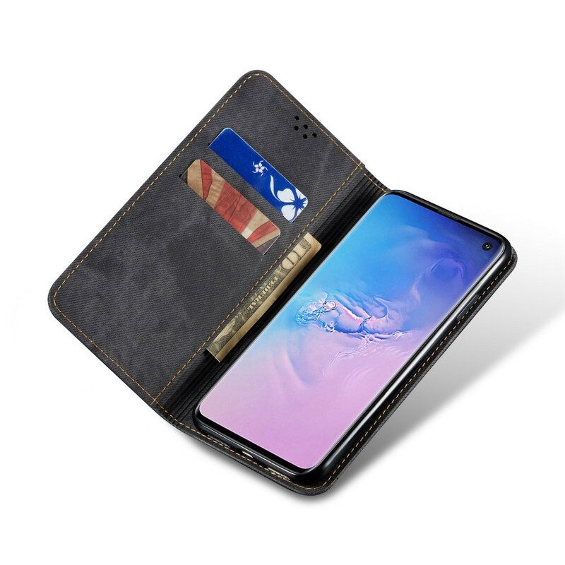 Puhelinkuoret Samsung Galaxy S10 Kotelot Flip Denim Kangas