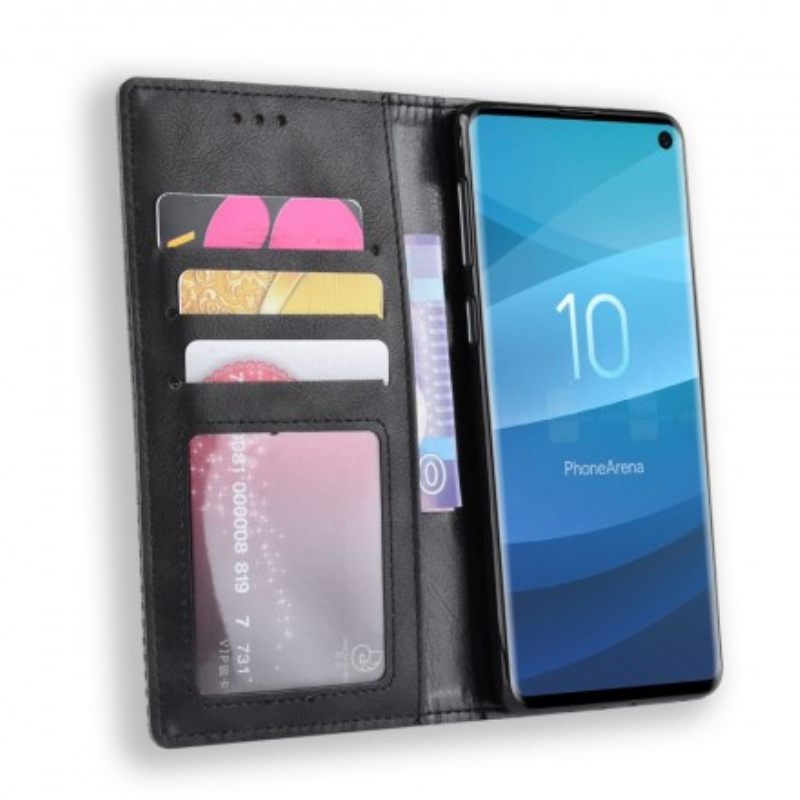 Puhelinkuoret Samsung Galaxy S10 Kotelot Flip Tyylitelty Vintage-nahkaefekti