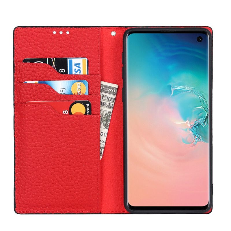 Puhelinkuoret Samsung Galaxy S10 Suojaketju Kuori Kotelot Flip Aito Litchin Nahkahihna