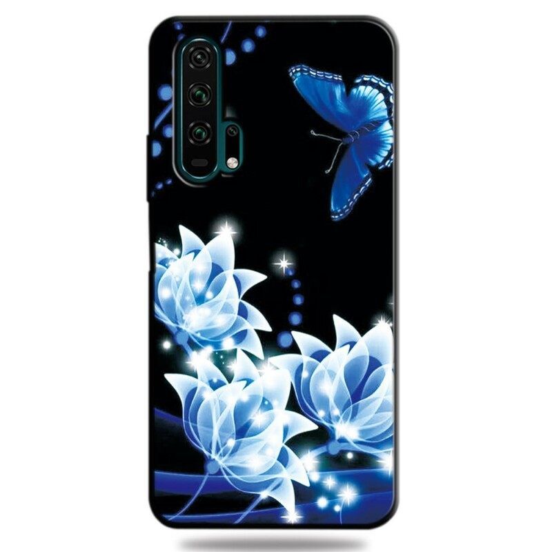 Kuori Honor 20 Pro Butterfly Ja Blue Flowers