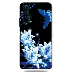 Kuori Honor 20 Pro Butterfly Ja Blue Flowers