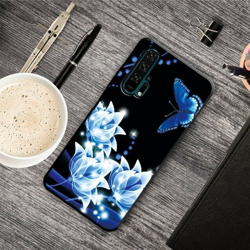 Kuori Honor 20 Pro Butterfly Ja Blue Flowers